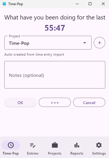 Time-Pop Main Interface